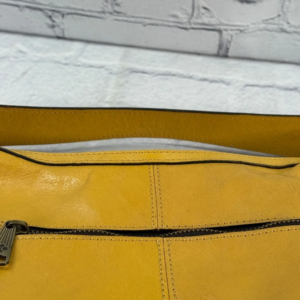 Patricia Nash Maissana Hobo Woven Leather Shoulder Bag Mustard Tassel Purse